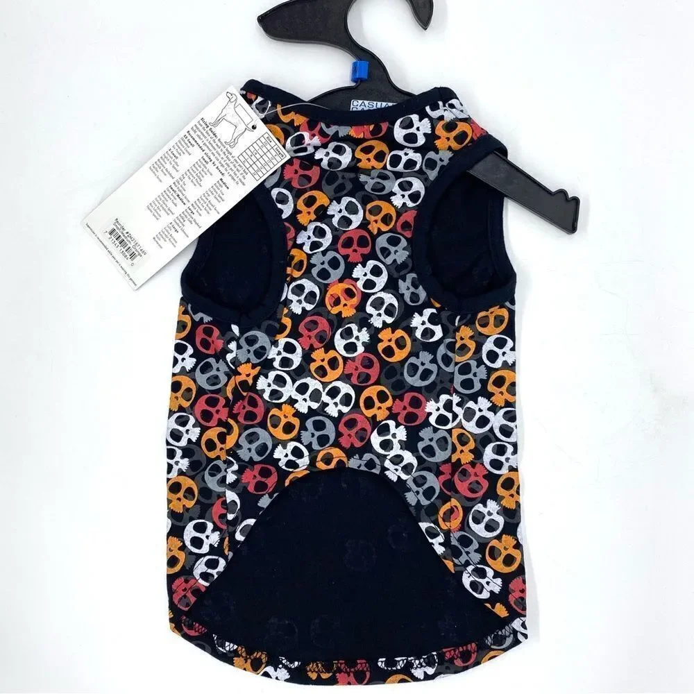 Casual Canine Dog Shirt Bone Heads Skull Tank Orange Size Small Medium